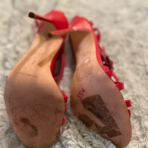 Manolo Blahnik RED Strappy Heels - Picture 14 of 16